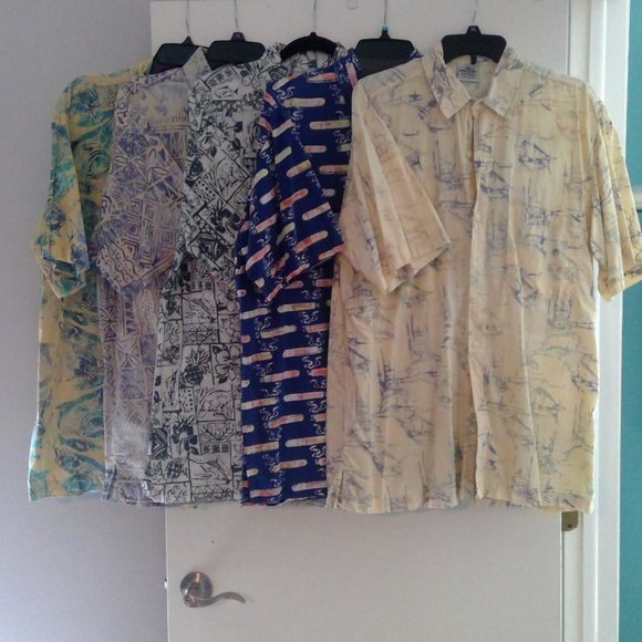 5-  Rum Reggae Hawaiian Shirt Men's SZ: L-  THATS RIGHT 5 SHIRTS!!! - Picture 1 of 6